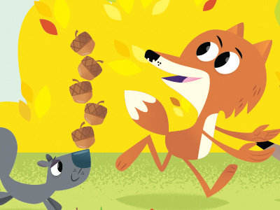 Fox And Squirrel acorns fall fox illustrator squirrel vector
