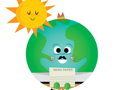 Mr Globe Recycles character earth globe hat illustration illustrator mustache recycle sun vector