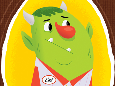 Hello my name is Carl cartoon character green illustration monster texture