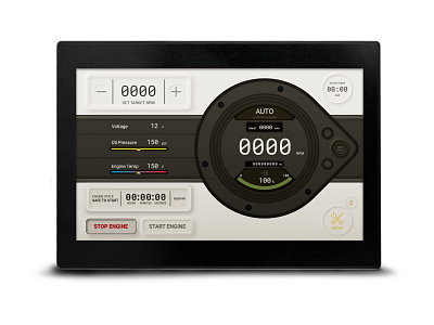 Industrial Engine Monitor and Control controller digital engine engine monitoring ui ux vector