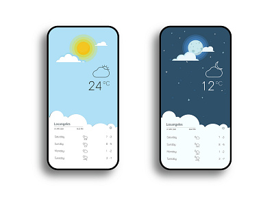 Day and Night Weather Screen app branding design flat illustrator logo type ui ux vector