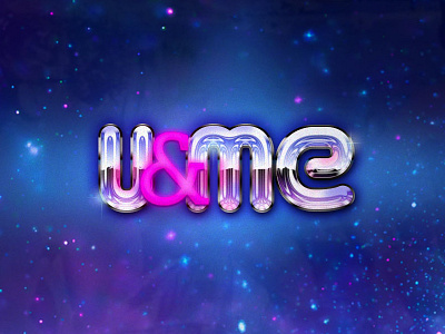U&Me Cheesy Logo chrome glow neon over the top space stars