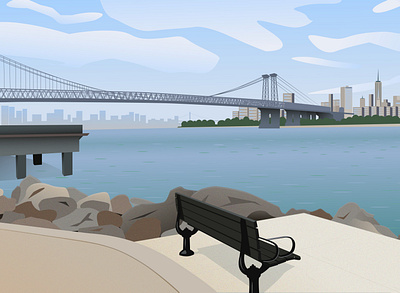 Cityscape alley art blue bridge city cityscape design illustration illustrator landscape sea vector