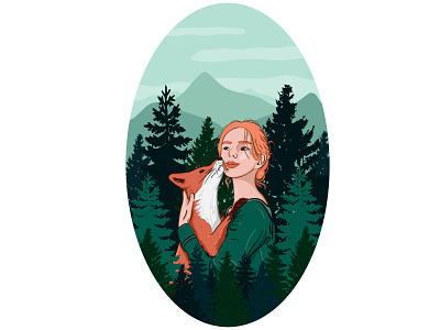 Wild gingers art character design design flat flat design forest fox ginger graphics green illustration illustrator invitation invite landscape mountain portrait poster vector wildlife