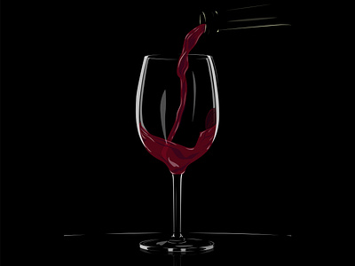 Glass of wine art black dark theme design friday night graphics illustration minimalism minimalistic party poster ui vector wine