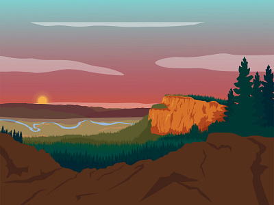 A Cliff art cliff design flat graphics illustration illustrator landscape landscapeillustration mountains sunset vector