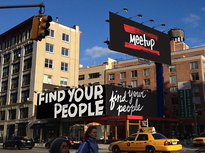 Meetup's First Billboard billboard hand lettering meetup outdoor public art