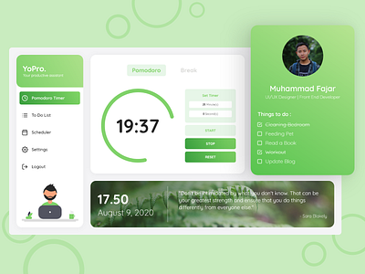 YoPro Web Application app design pomodoro timer ui ux web web design