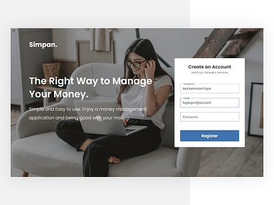 Simpan Money Manager design form register ui ux web design