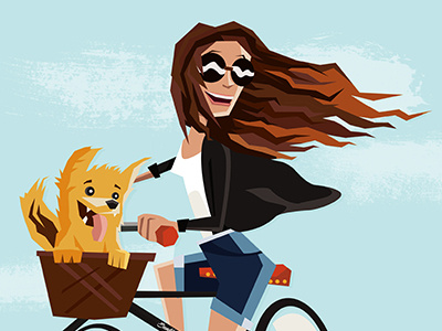 Illustration 1 beach bike dog girl illustration photoshop puppy sun sunny vector