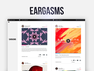 Eargasms app application design music platform share ui ux