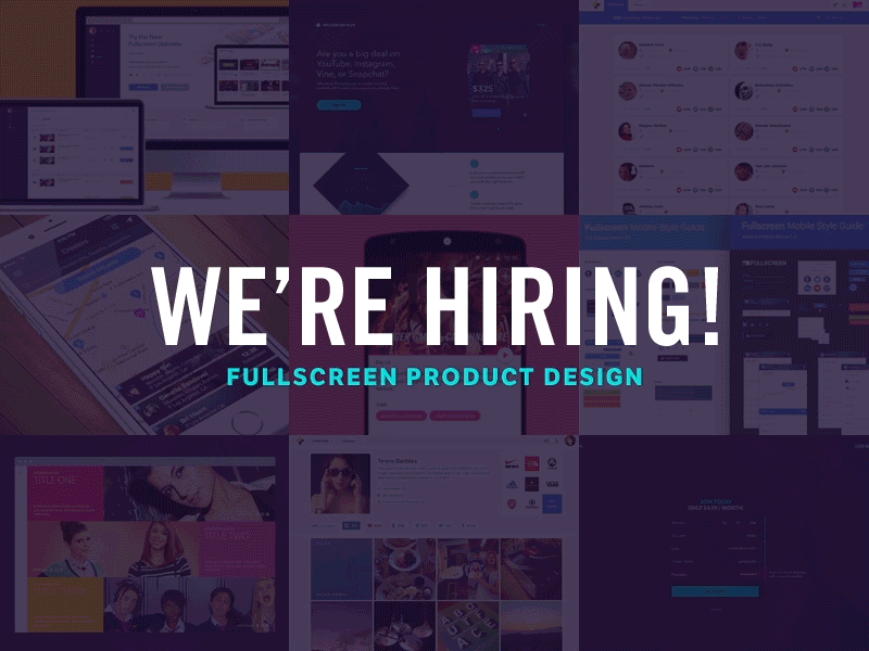 We're Hiring! android design fullscreen hiring interaction ios jobs mobile product design ui ux web