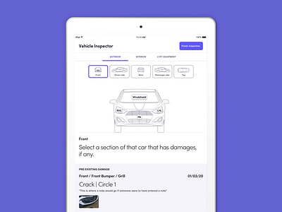 Vehicle Inspector car damage inspector ipad mobile tablet vehicle
