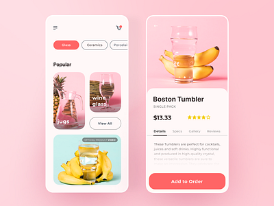 concept mobile app for GLASSWARE COMPANY app design flat ios typography ui ux