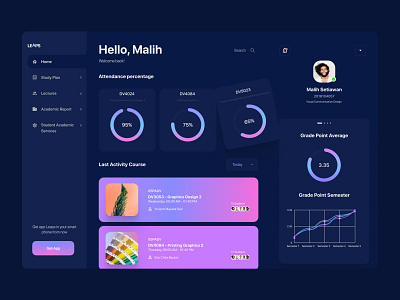 Course Dashboard Dark 3d art animation app art course dashboard dashboard app design flat gradient illustration school ui uidesign uiux ux vector website