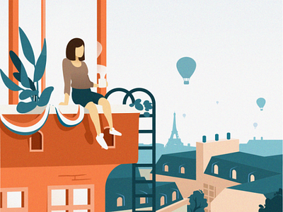 Tour de Paris illustration flat design