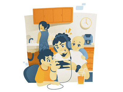 Family Quality Time illustration flat design ui