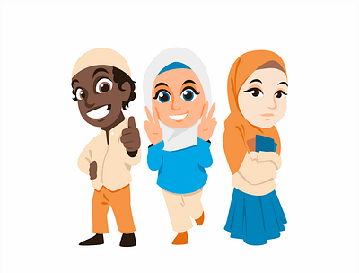 Ali, Zahra & Maryam Mascot Design character characterdesign chibi chibiillustration design illustration illustration illustration design islam mascot mascot character mascotdesign ramadhan