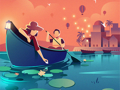 Canoe canoe design design illustration illustration illustration design illustration graphic design lake romance
