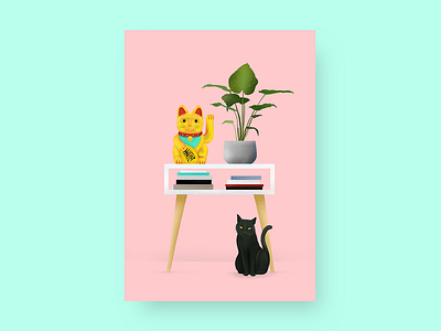 Happy Kitty cat digitaldrawing illustration poster
