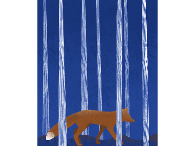 fox blue design forest fox illustration minimal red