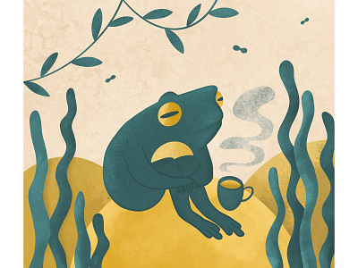 existential frog design frog illustration minimal plants