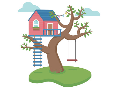 tree house ai design flatdesign house illustration illustrator minimal tree treehouse vector