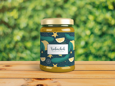 kabachok ai branding design illustration illustrator jam jar lemon marmelade minimal package pattern plants zucchini