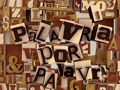 Palavra Por Palavra animation blocks broadcast design flying globosat motion reflection texture wood word