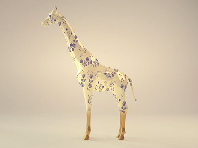 Giraffe 3d giraffe gold graphic houdini porcelain redshift