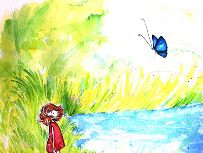 Blue Morpho animation art branding childrens book design drawing illustration sketching vector water colour