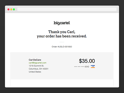 Big Cartel Seamless Checkout