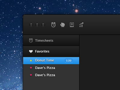 Timesheet app dark desktop product ui