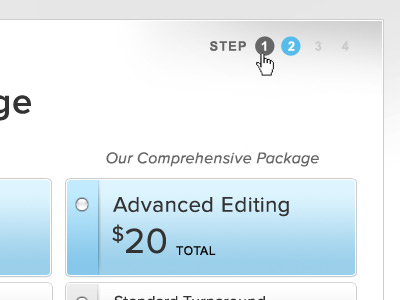 Elite Editing Pricing Progress editing page pricing step