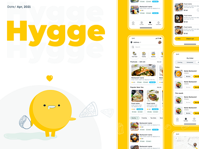 Hygge - Food delivery app ap design clean design food app mobile personal project ui uidesign uiux design