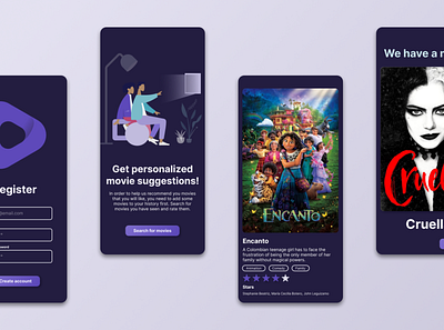 Ui design for movie suggestion app app product design ui ux