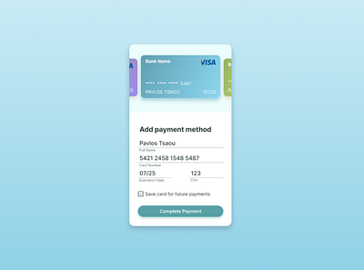 Mobile Credit Card Checkout app app design checkout credit card mobile app ui uidesign uiux ux