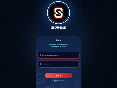 Sign in design for streamheroes adobexd branding figam glasseffectsuiux illustrator logo photoshop signin ux ui ux uxui webdesign website