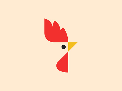 Rooster mark 2d character design flat illustration logo vector