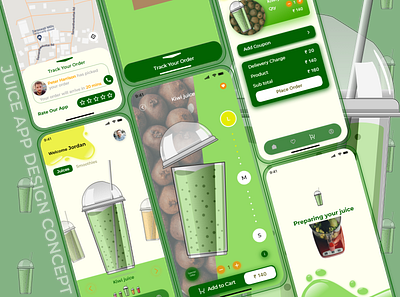 Juice app design concept app design flat illustration ui ux vector