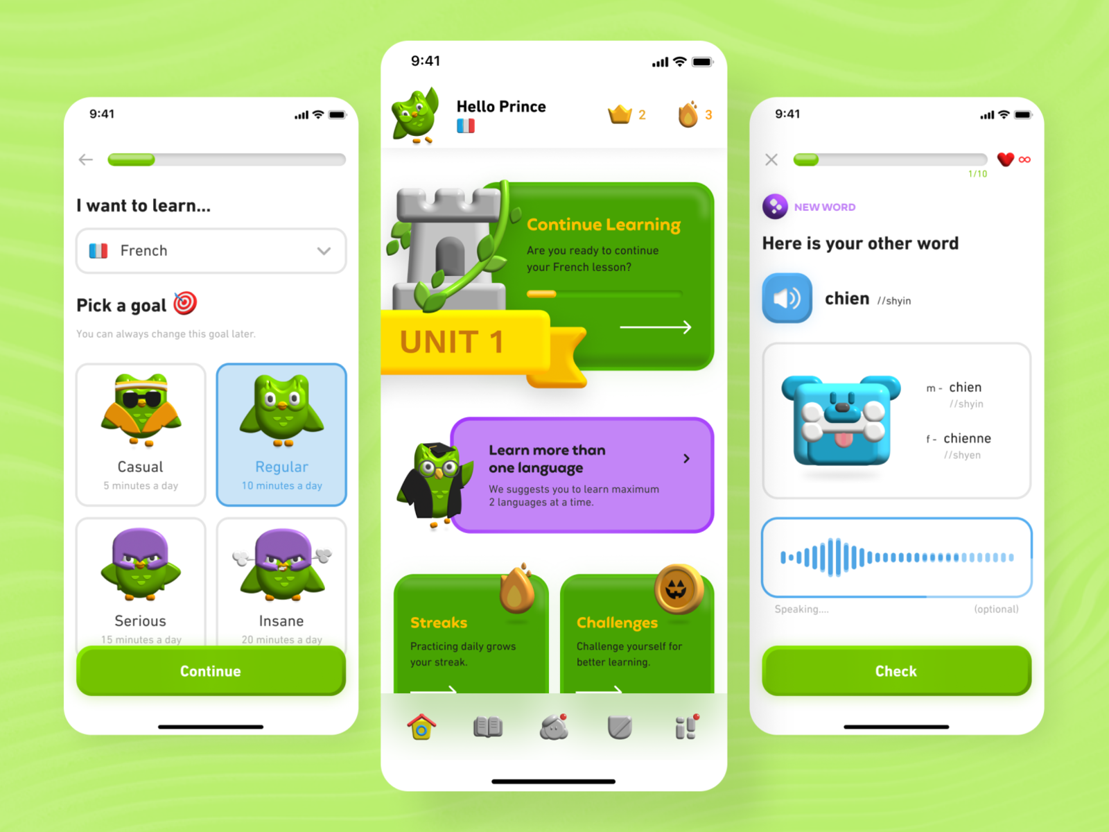 Duolingo mobile app redesign | 3d, playful & clean UI by Prince Babu on ...