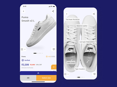 Onlinshop - Product Screens ar experience augmented reality case study design e commerce ios mobile app online shopping shoes ui uidesign user experience user interface ux uxdesign