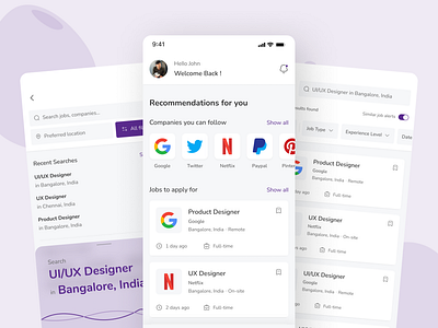 Job search mobile app design | Simple and minimal UI design concept job finder job seek minimalistic design mobile ui product design simple ui ui challenge ui design uiux design