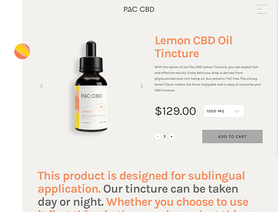 Product Page for Pac CBD brand branding design cbd logo cbd oil cbd packaging logo packaging product design ui ux web webdesign