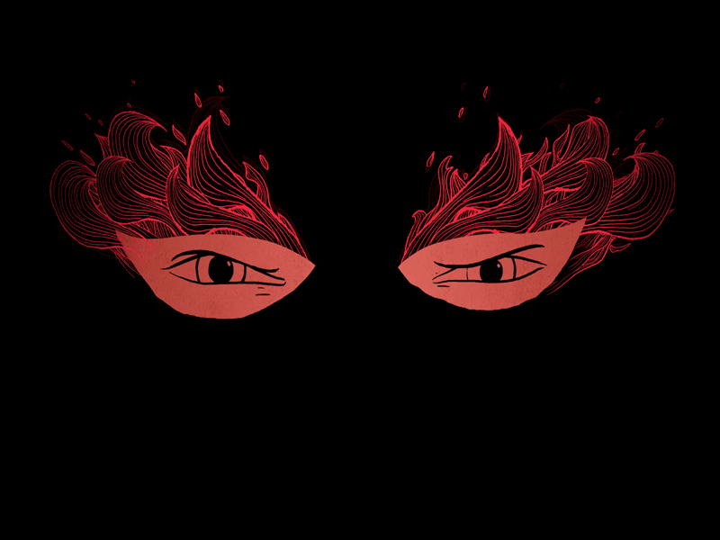 intriguing look [gif] 2d 3d animation cel eyes fire flame gif look