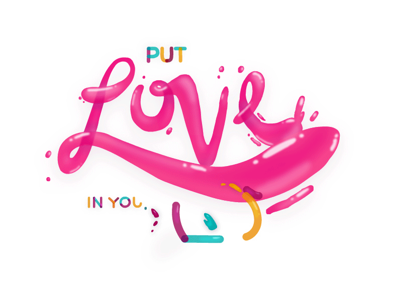 put love in your work [gif] 2d animation cel gif lettering logo love type work