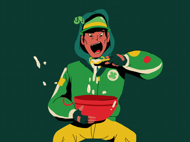 hungry lad [gif] 2d animation cel cereal character eating gif hungry leprechaun lucky charms these