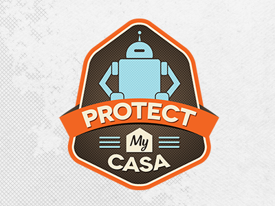 Protect My Casa Logo 2 retro robot security