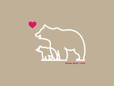 Mama Bear 2018 badge bear illustration logo mark thick lines
