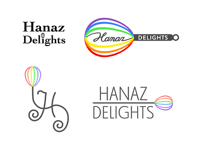 Hanaz Delights Logo Concepts bakery bakery logo branding color logo controid controid design illustration illustrative logo logo logo concepts logo design logomark logotipo rainbow whisk wordmark